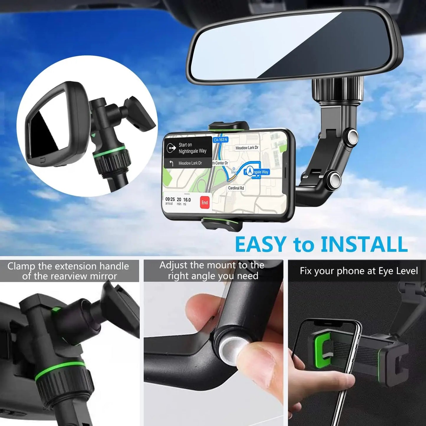 Mirror Phone Holder 360° Rotatable and Retractable